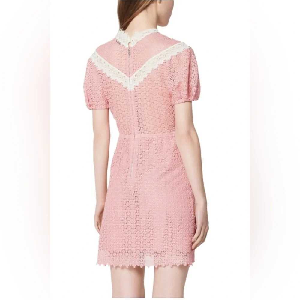 Sandro Lace Dress Pink Short Sleeve Size 36 FR - Picture 4 of 16